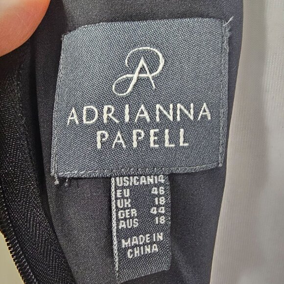 Adrianna Papell Black & Gray Floral Sleeveless Midi Dress Sz 14 Asymmetrical Hem - Picture 4 of 14